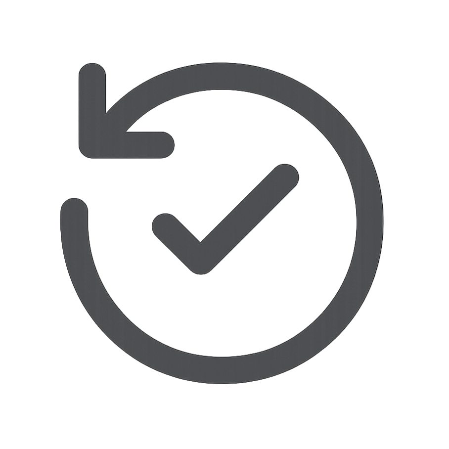 hassle free returns Icon - dark grey